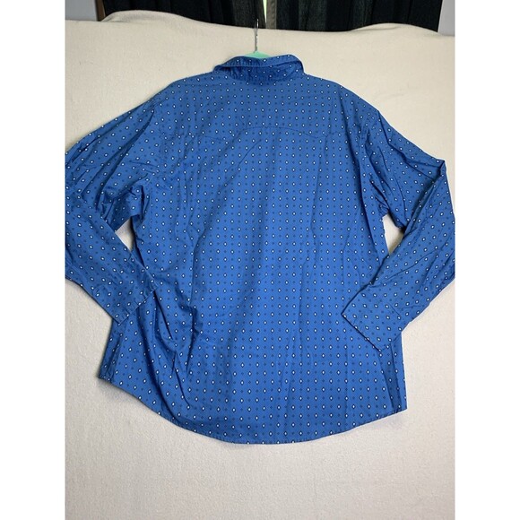 Wrangler Shirt Men 2XL Blue Diamond Geometric Pearl Snap Wrancher Cowboy Ranch - Picture 2 of 6